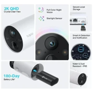 TP-Link Tapo Smart 2K Wire-Free Security Camera System (4 Pack)