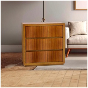Tallboy MDF Brown Colour Waveform Design Three Drawers