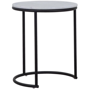 Taro 40cm Marble & Steel Side Table White