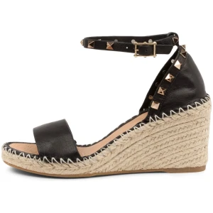 Top End Gigi To Black Leather Black Sandals Womens Shoes Casual Heeled Sandals