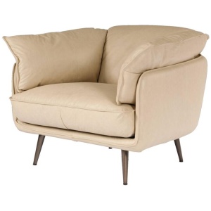 Tramore Leather Armchair, Cappuccino White