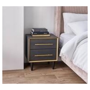 Trento 2 Drawer Bedside Table Black