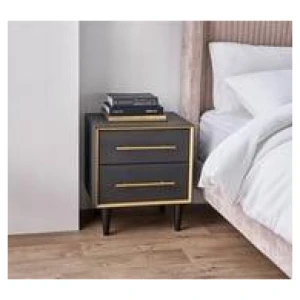 Trento 2 Drawer Bedside Table Black