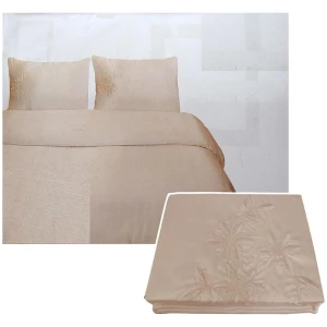 Tuberose Satin Embroidery Quilt Cover Set Latte Double
