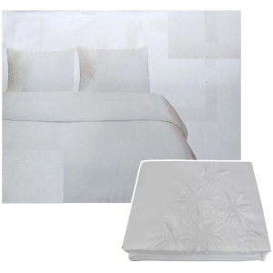Tuberose Satin Embroidery Quilt Cover Set White Queen