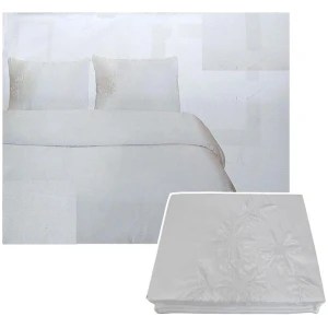 Tuberose Satin Embroidery Quilt Cover Set White Queen