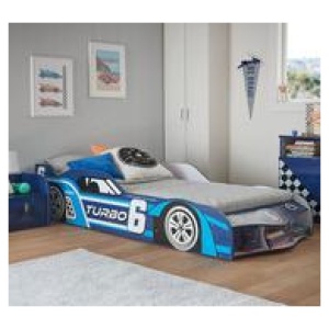 Turbo Race Car Kids Single Bed Blue