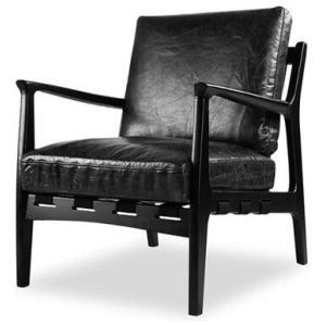 United Strangers At Ease Relaxing Lounge Accent Leather Armchair - Black - Black