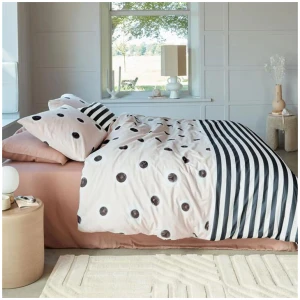 VTWonen Stripe and Eye Natural Cotton Quilt Cover Set Queen
