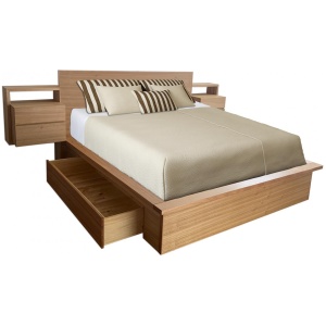 Vegas platform timber custom bed frame with storage drawers