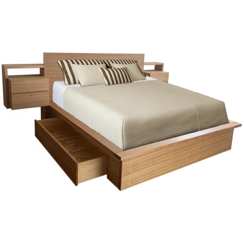 Vegas platform timber custom bed frame with storage drawers