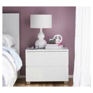 Verona Bedside Table White 2 Drawer