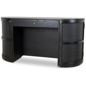Verso 1.55m Rattan Home Office Desk - Full Black by Interior Secrets - AfterPay Available