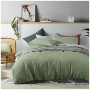 Vintage Design Homewares 100% Linen Sage Quilt Cover Set Super King