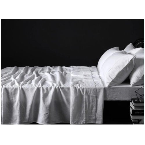 Vintage Design Homewares 100% Linen White Sheet Set SINGLE