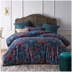 Vintage Design Homewares Canterbury Printed Velvet Quilt Cover Set Queen
