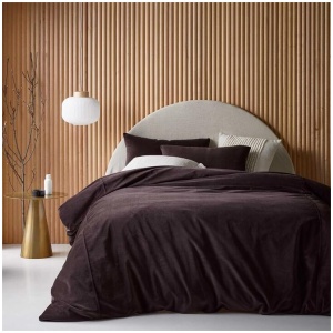 Vintage Design Homewares Cotton Velvet Quilt Cover Set Chocolate King