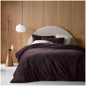 Vintage Design Homewares Cotton Velvet Quilt Cover Set Chocolate King