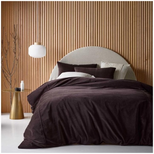 Vintage Design Homewares Cotton Velvet Quilt Cover Set Chocolate King