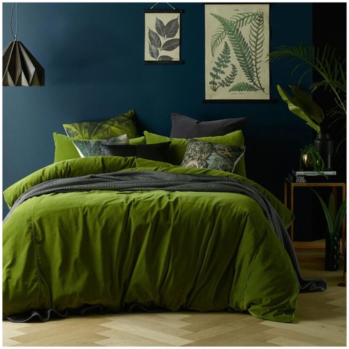 Vintage Design Homewares Cotton Velvet Quilt Cover Set Mossy Road Super King