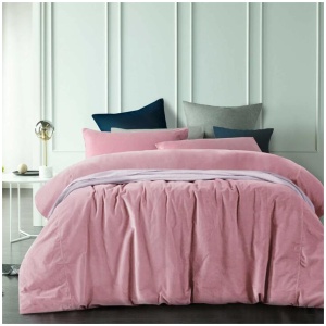 Vintage Design Homewares Cotton Velvet Quilt Cover Set Smokey Rose King