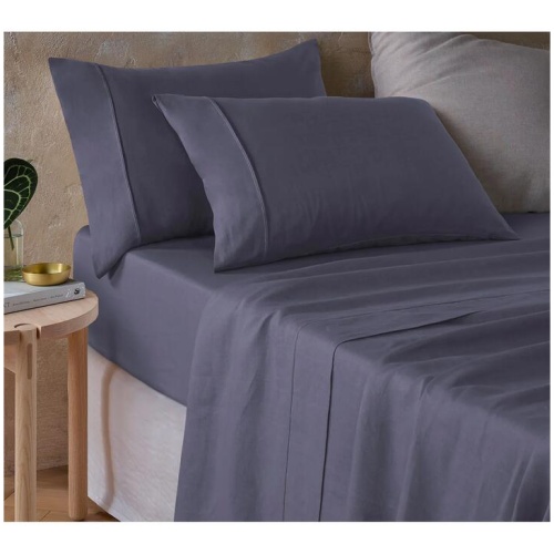 Vintage Design Homewares Grisaille Hemp Sheet Set Queen