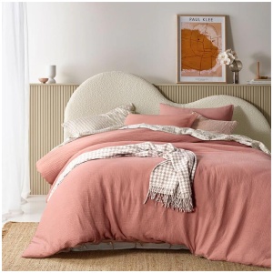 Vintage Design Homewares Hugo Clay Cotton Gauze Quilt Cover Set Super King