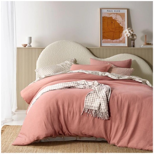 Vintage Design Homewares Hugo Clay Cotton Gauze Quilt Cover Set Super King