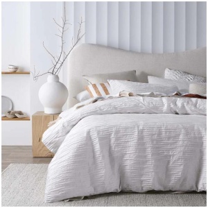 Vintage Design Homewares Malvern White Cotton Quilt Cover Set Queen