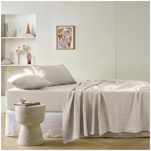 Vintage Design Homewares Natural French Linen Sheet Set King