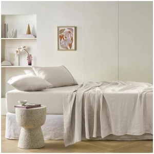 Vintage Design Homewares Natural French Linen Sheet Set King