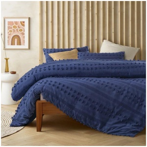 Vintage Design Homewares Sans Sovci Bijou Blue Cotton Quilt Cover Set Queen