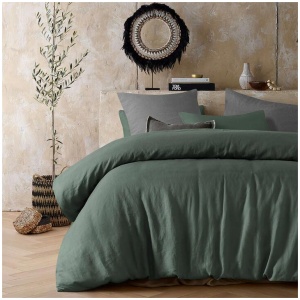 Vintage Design Homewares Sea Green 100% Hemp Quilt Cover Set Queen