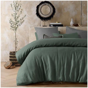 Vintage Design Homewares Sea Green 100% Hemp Quilt Cover Set Queen