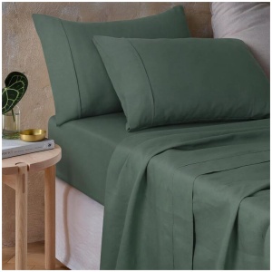 Vintage Design Homewares Sea Green 100% Hemp Sheet Set Queen