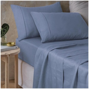 Vintage Design Homewares Sky Blue 100% Hemp Sheet Set Queen