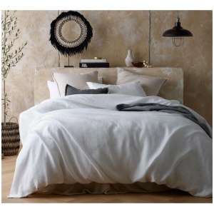 Vintage Design Homewares White Hemp Quilt Cover Set Queen