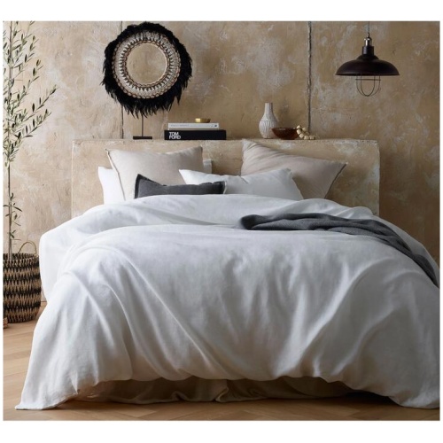 Vintage Design Homewares White Hemp Quilt Cover Set Queen
