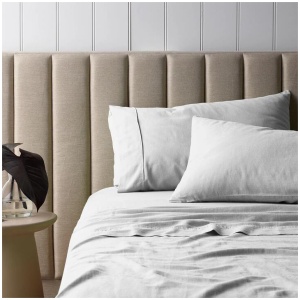 Vintage Design Homewares White Vintage Washed Linen Cotton Blend Sheet Set King