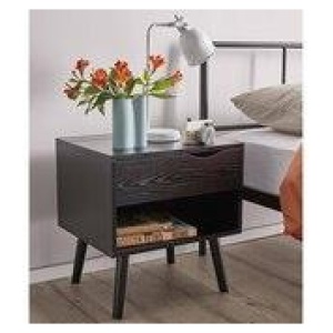 Yarra Bedside Table With Usb Charger Black 1 Drawer