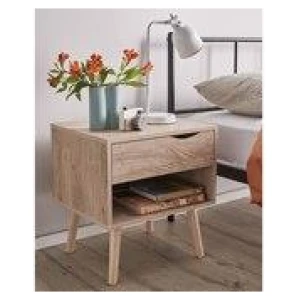 Yarra Bedside Table With Usb Charger Brown 1 Drawer