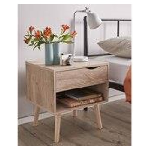 Yarra Bedside Table With Usb Charger Brown 1 Drawer