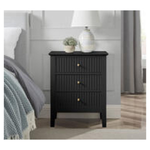 Zia 3 Drawer Bedside Table Black