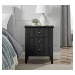 Zia 3 Drawer Bedside Table Black