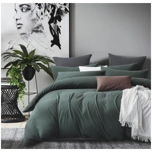 100% Jersey Cotton Quilt Cover Set - Green - Super King