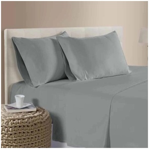 400TC 100% Cotton Sateen Premium Sheet Set 40cm Wall Grey Queen