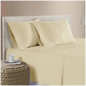 400TC 100% Cotton Sateen Premium Sheet Set 40cm Wall Rich Cream Single