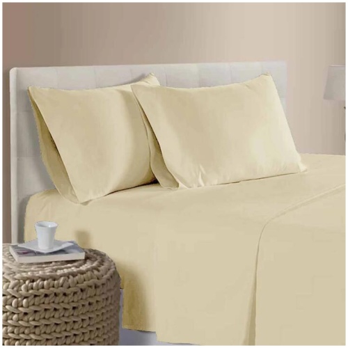 400TC 100% Cotton Sateen Premium Sheet Set 40cm Wall Rich Cream Single