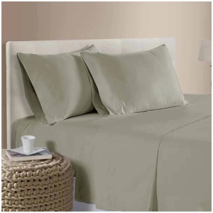 400TC 100% Cotton Sateen Premium Sheet Set 40cm Wall Tan Queen