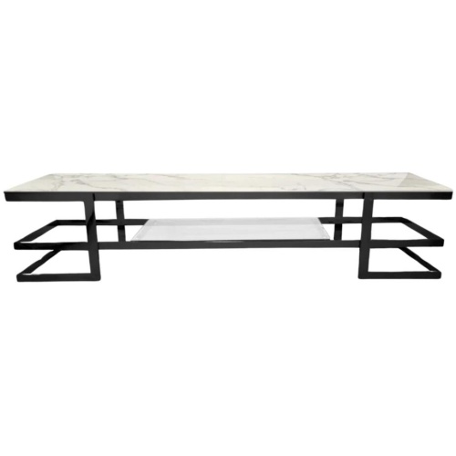 Alexa Black TV Unit - White Marble